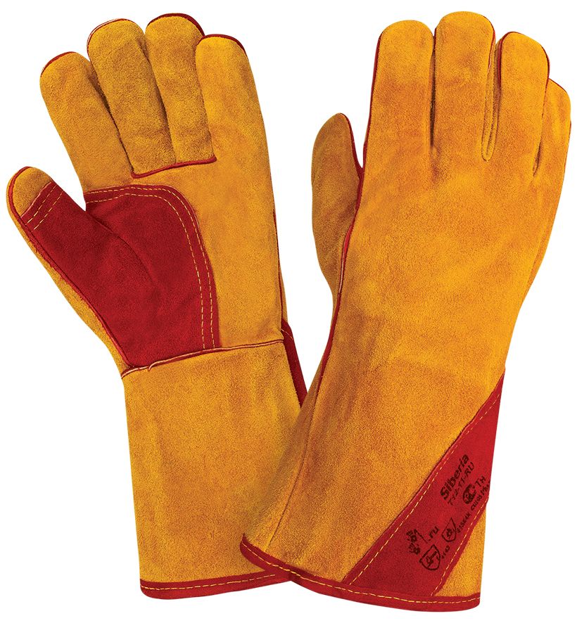 Перчатки-краги спилковые на подкладе "Сиберия", Kevlar 