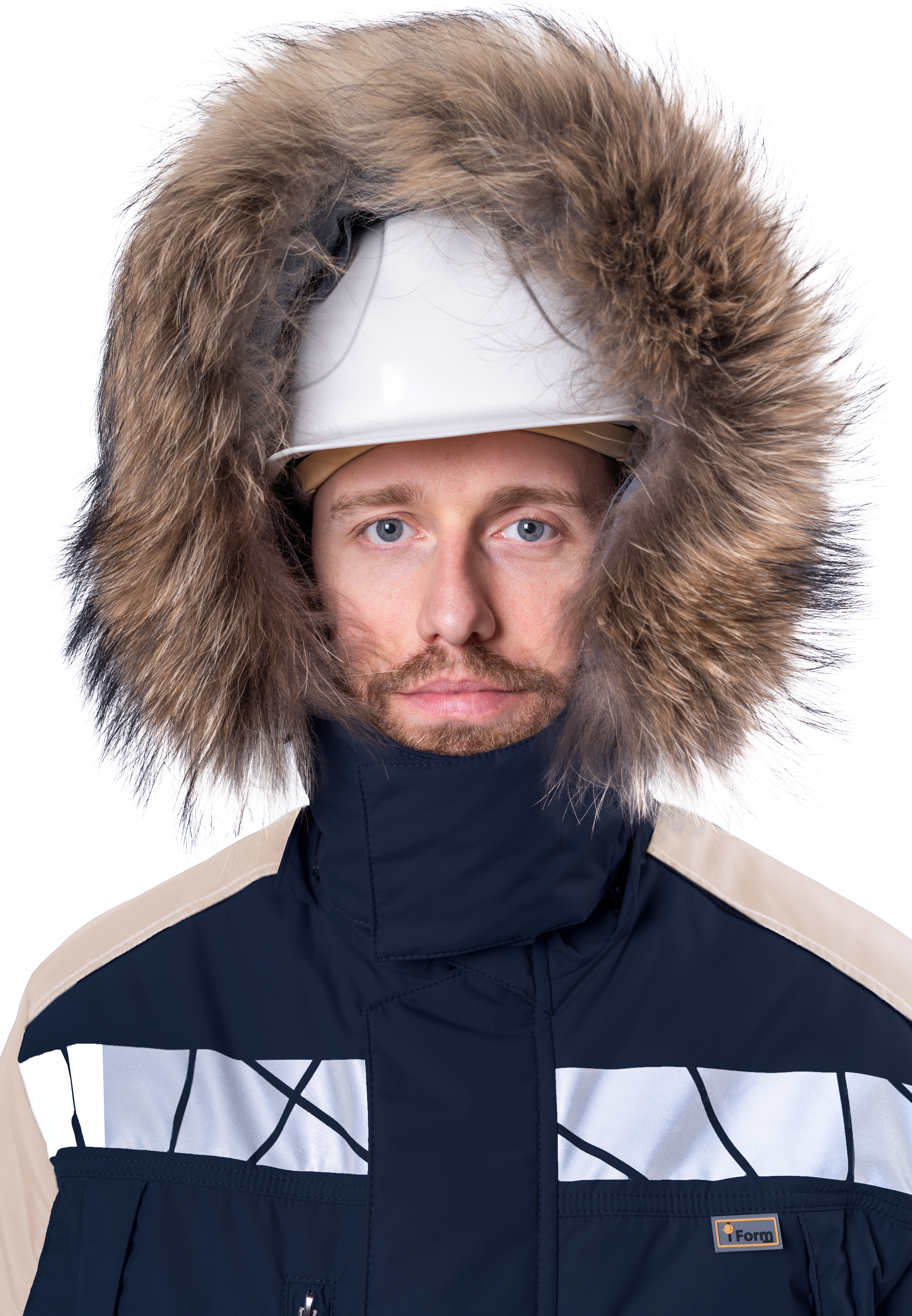 Куртка ХАЙ-ТЕК Safety зимняя, синий-бежевый