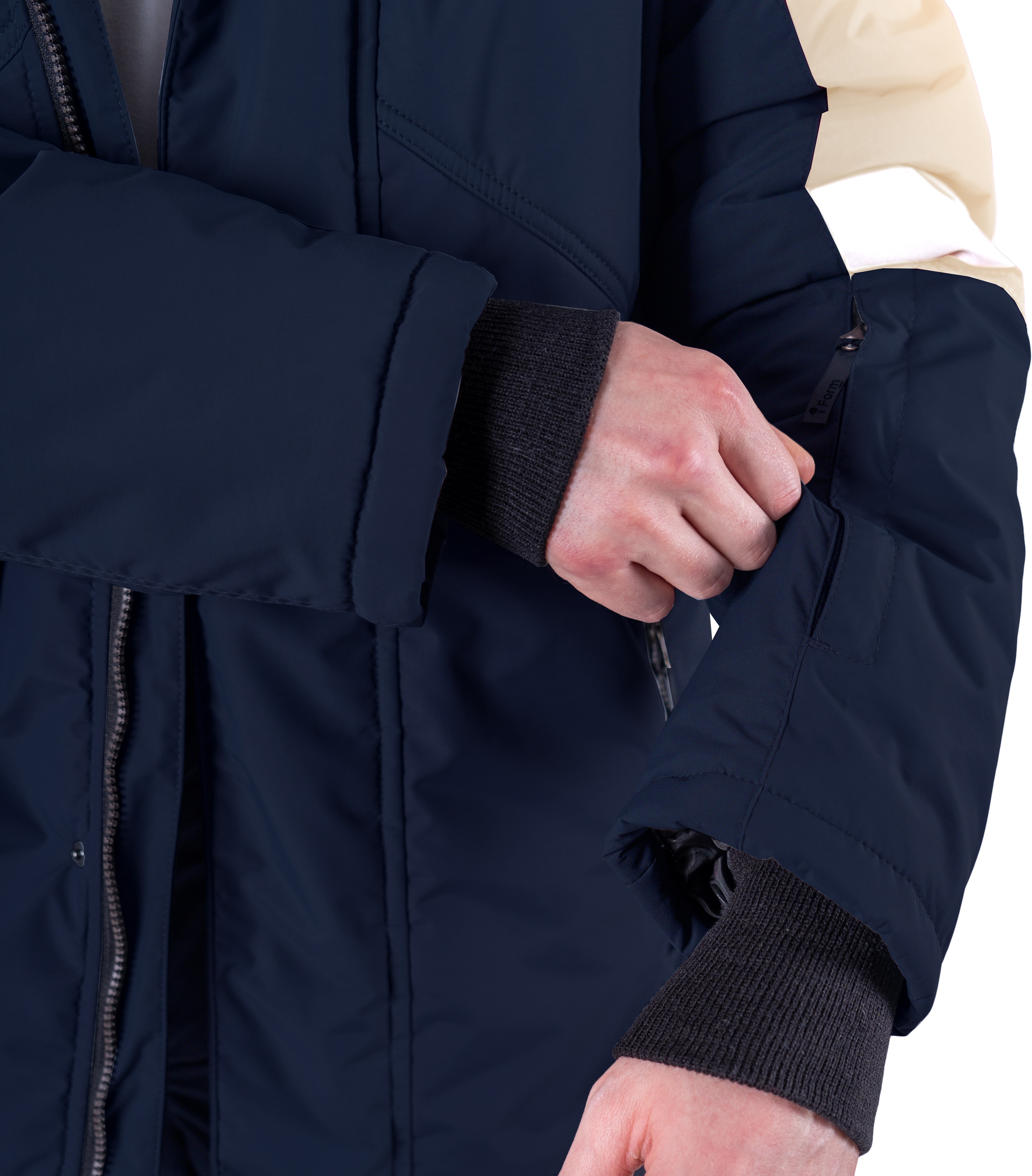 Куртка ХАЙ-ТЕК Safety зимняя, синий-бежевый